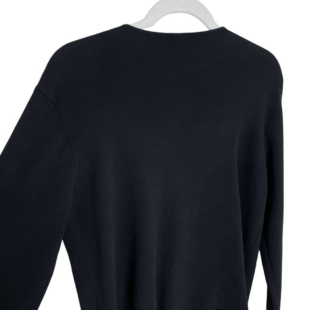 Eileen Fisher Black Ribbed Zip Front Cardigan, L - Picture 4 of 7